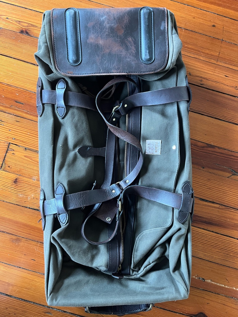 Filson Canvas and Leather Roll-Top Duffle Bag - Olive Green